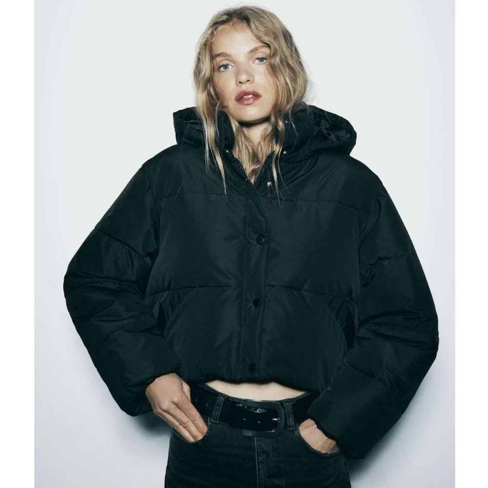 BLOGGER'S FAVE! Zara Black Puffer Coat Jacket With Hood NWT